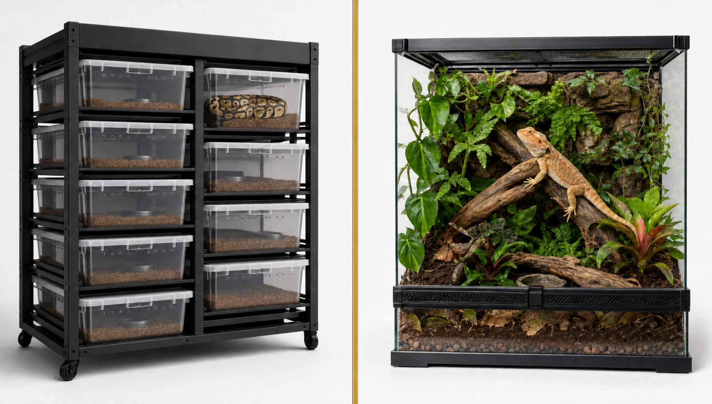 Reptile racks versus glass terrariums comparison